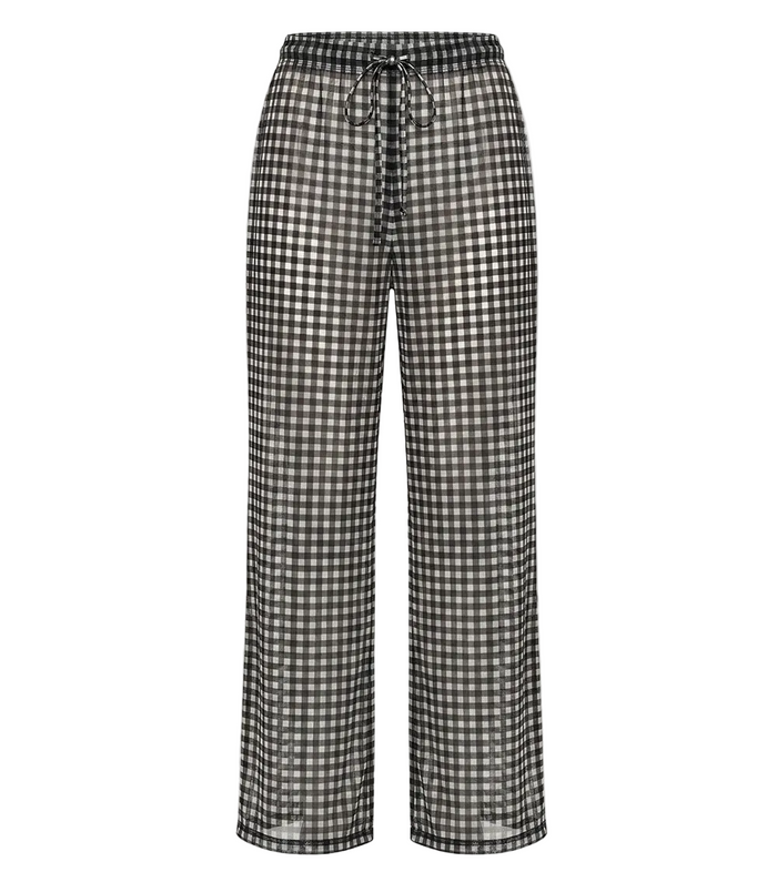 gingham emoji Black and white checkered pants on a white background