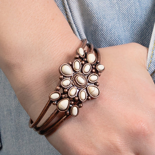 74831 - Squash Blossom Cuff Bracelet - Ivory & Copper