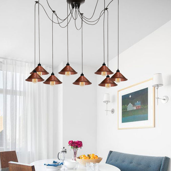 8 Head Spider Light Industrial Pulley Pendant E27 Retro Ceiling Rose~1000