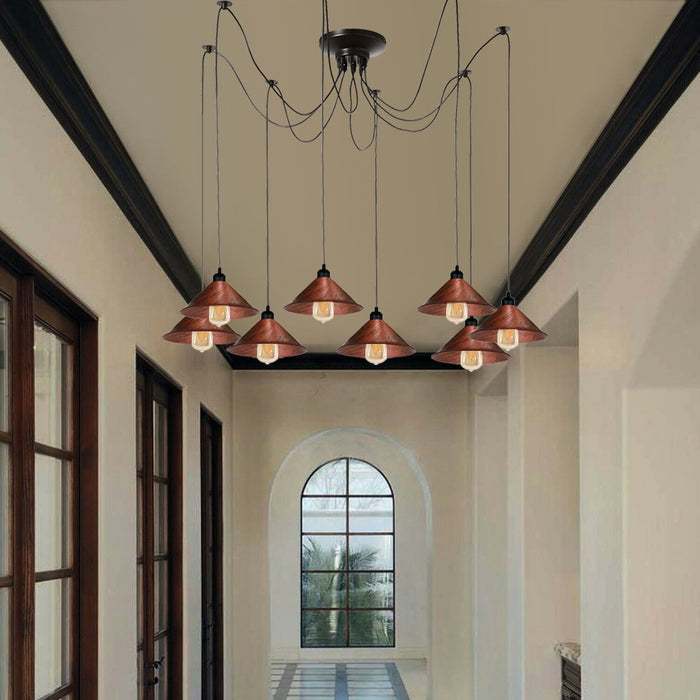 8 Head Spider Light Industrial Pulley Pendant E27 Retro Ceiling Rose~1000