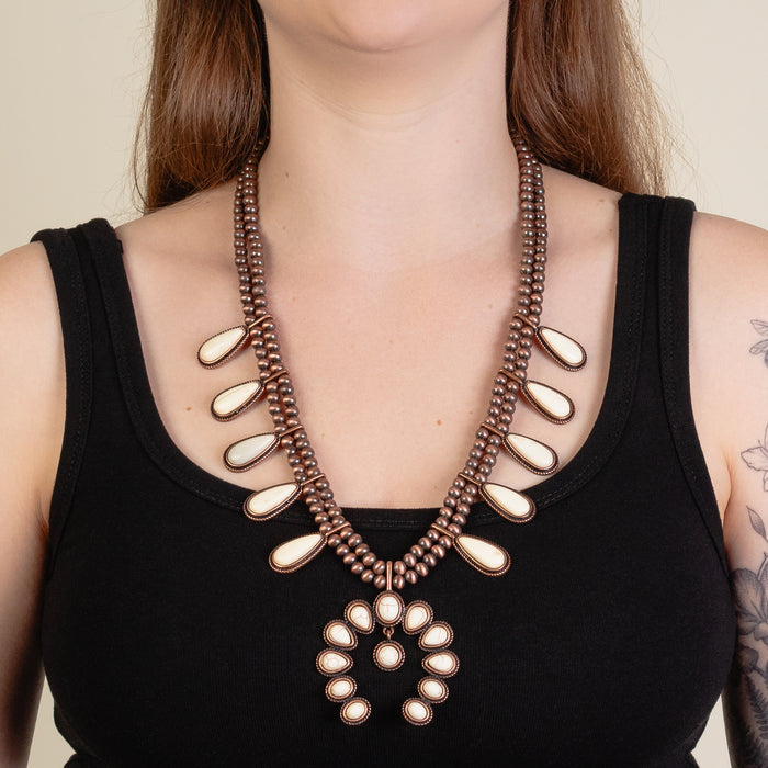 92238 - Squash Blossom Necklace - Ivory & Copper