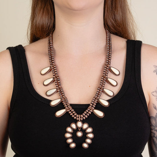 92238 - Squash Blossom Necklace - Ivory & Copper