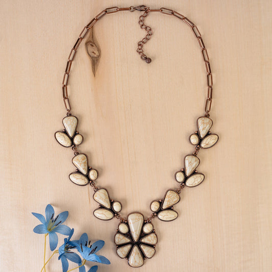 92243 - Squash Blossom Necklace - Ivory & Copper