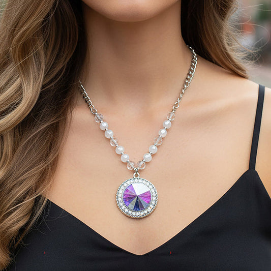 92429 - Crystal Pendant Necklace - AB