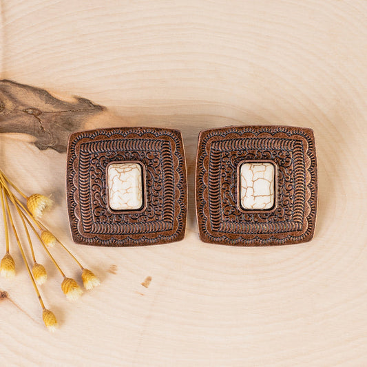 93210 - Western Earrings - Ivory & Copper