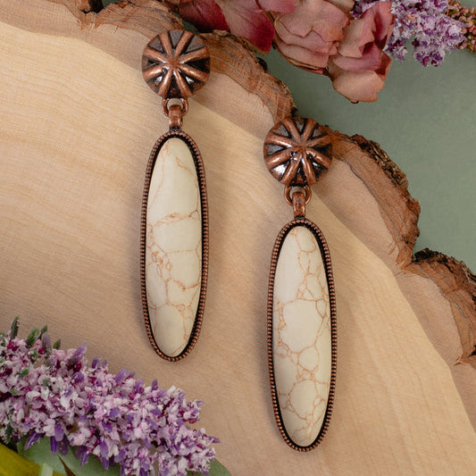 93406 - Squash Blossom Earrings - Ivory & Copper