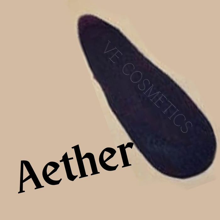 VE Cosmetics Liquid Moisture Lipstick in Aether , a swatch showing  deep indigo blue shade