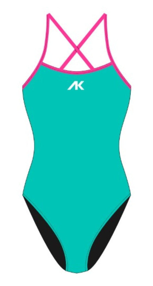 Pink AK Womens AK Tieback swimsuit with a stylish tieback design, perfect for beach or poolside wear.