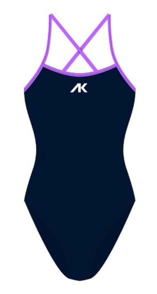AK Women's AK Tieback swimsuit in Mystic Blue and Paddle, featuring a stylish tieback design and vibrant swimwear fabric.