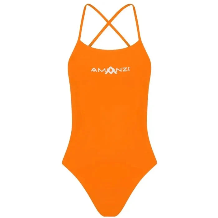 Amani Girls Sherbet Tie Back Swimsuit featuring bright sherbet color, adjustable tie-back, and comfortable swimsuit design for kids.