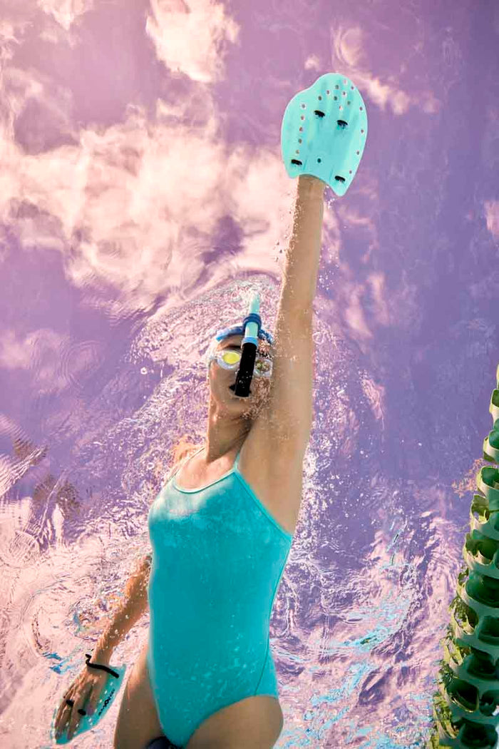 Amani girls' spearmint green one-piece swimsuit with proback style, featuring a comfortable fit and vibrant color.