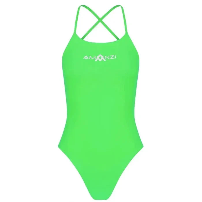 Amani Girls Zesty tie-back swimsuit in vibrant colors, featuring a stylish back tie and comfortable fit for young swimmers.
