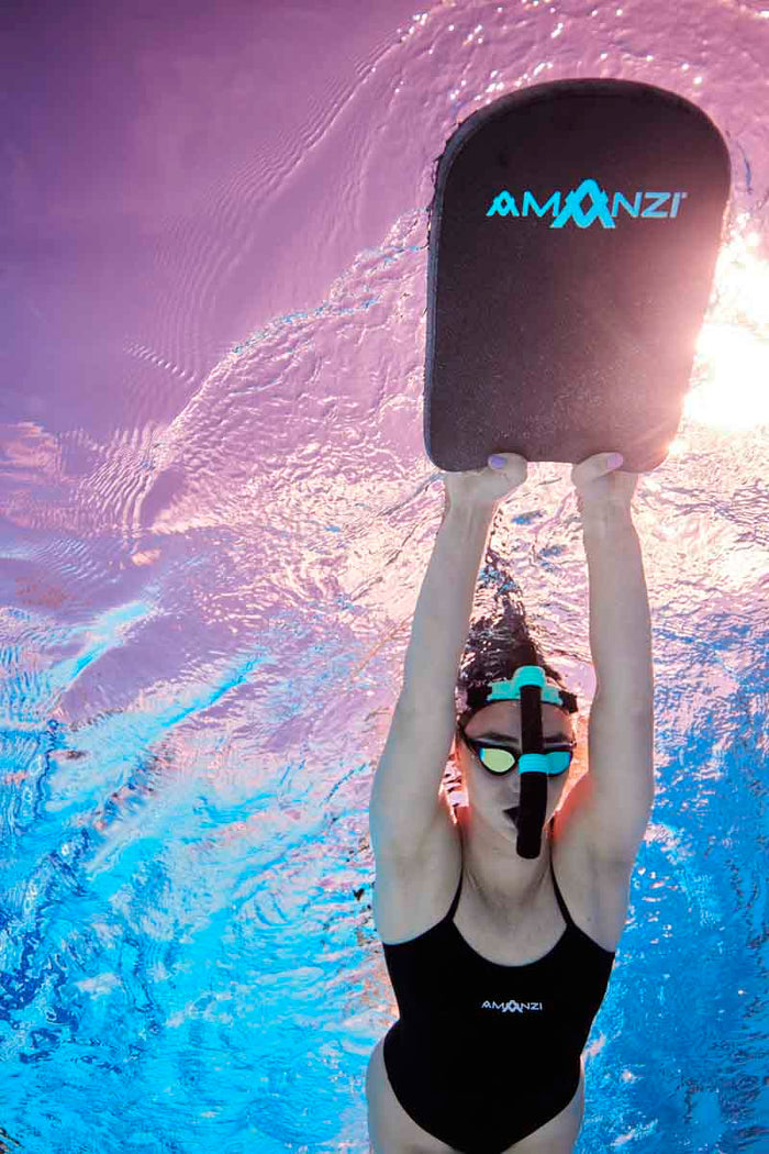 Black Amanzi Women's Jet Proback One Piece swimsuit with sleek design and back cutout, perfect for swimming and beachwear.