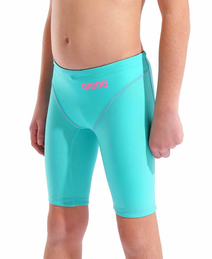 Arena Boys Powerskin Impulso Limited Edition pink jammer swimwear with sleek design and branding, suitable for competitive swimming.