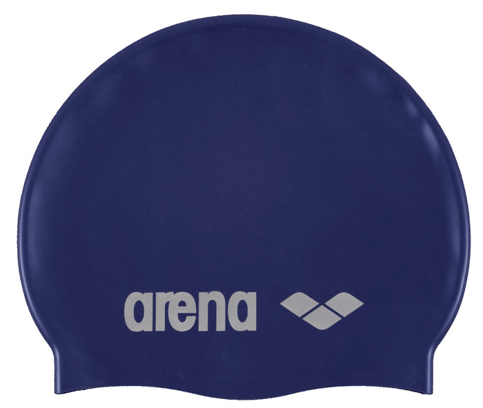 Blue Arena Classic Silicone Swimming Cap for men and women, designed for comfortable, durable swim hat protection.