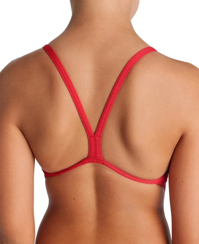 Red Arena girls' Team Challenge solid swimsuit with a sleek design, perfect for swimming and training.