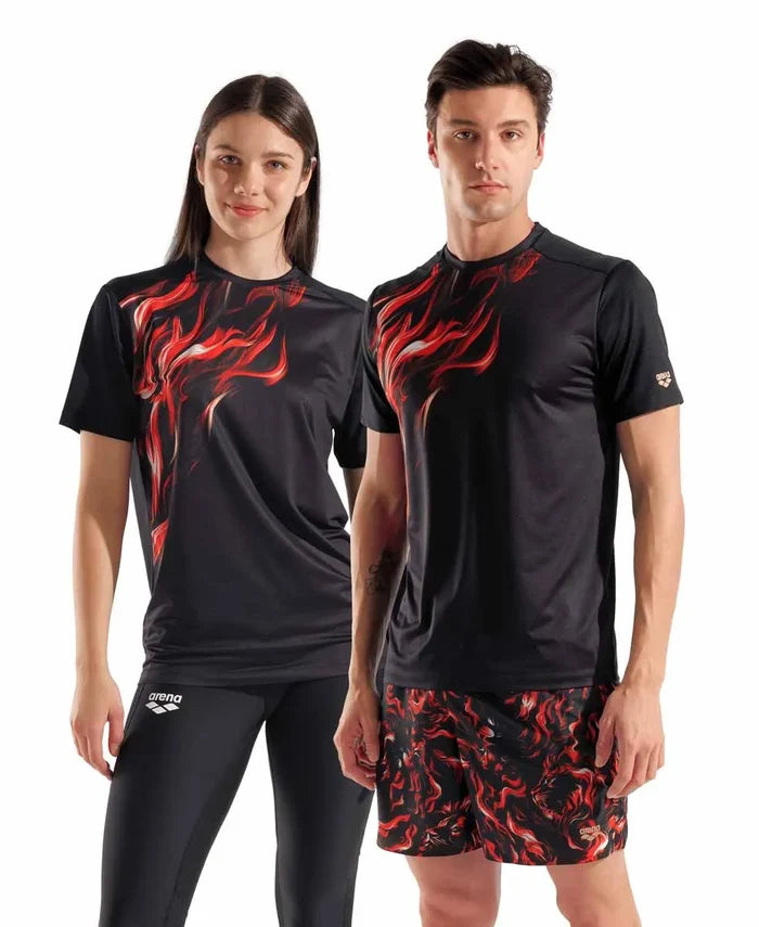 Arena Graphic Indomitus T-Shirt in multi-color and black, featuring bold graphic design, made of comfortable fabric.