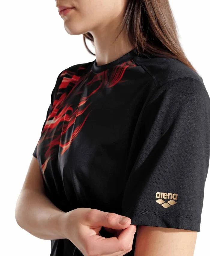 Arena Graphic Indomitus T-Shirt in multi-color and black, featuring bold graphic design on a casual men's T-shirt.