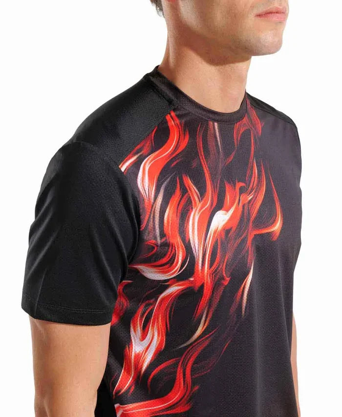 Arena Graphic Indomitus T-shirt in multi and black, featuring bold graphic design, casual fit, and soft fabric.