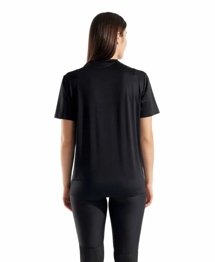 Black and multi-colored Arena Graphic Indomitus T-Shirt with bold graphic design, made of comfortable fabric.