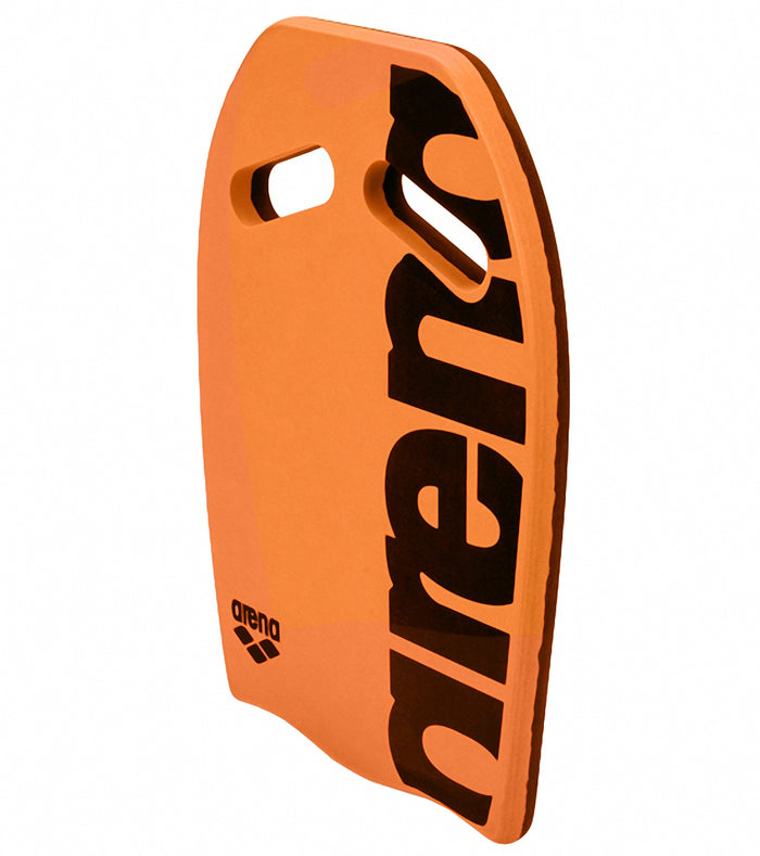 Orange Arena kickboard for swimming training, featuring a sturdy design and comfortable grip for effective water practice.