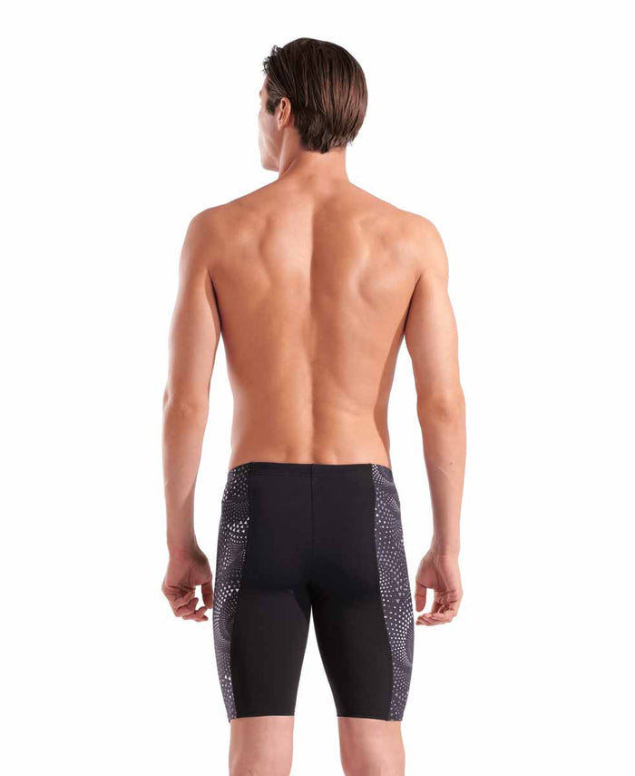 Black Arena men's Fireflow swim jammer featuring a sleek design, ideal for competitive swimming and training.