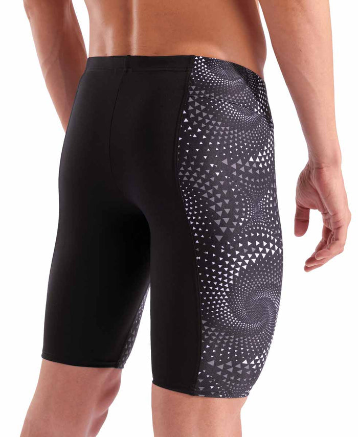 Arena men's Fireflow swim jammer in black with team black accents, designed for competitive swimming.