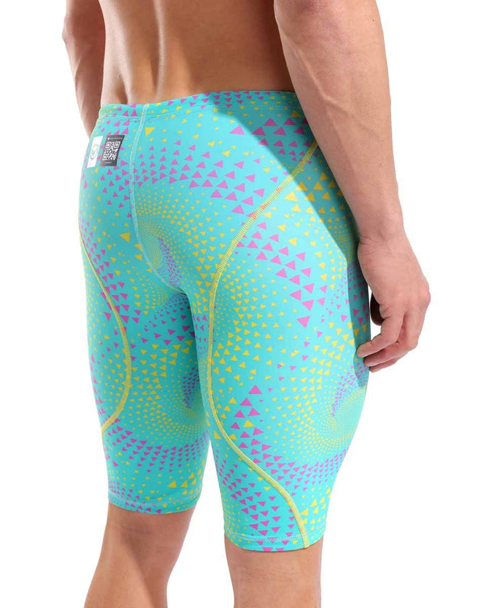 Arena Men's Powerskin ST Next Ltd Edition jammer in Fireflow Seaglass, close-up showing the sleek swimwear fabric and design.