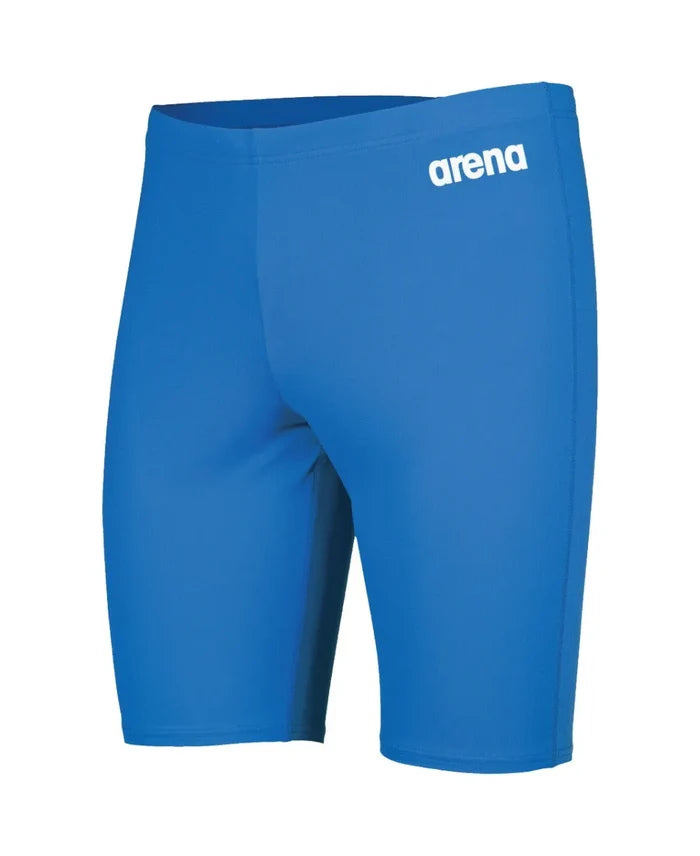 Blue Arena men's team swim jammer featuring a sleek, solid design, ideal for competitive swimming and training sessions.