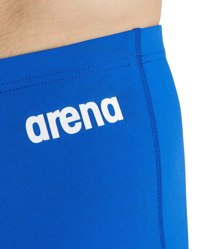 Blue Arena men's team swim jammer, form-fitting swimwear for competitive swimming with a sleek, solid design.
