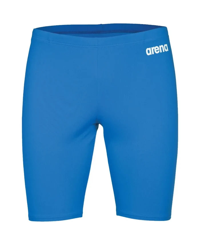 Blue Arena men's team swim jammer, tight-fitting swimwear for competitive swimming, with a sleek solid design.