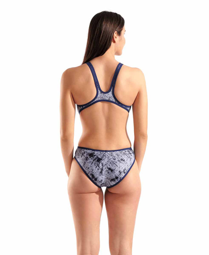 Arena women's One Lacquer one-piece swimsuit in white and navy with sleek design, ideal for swimming and beachwear.