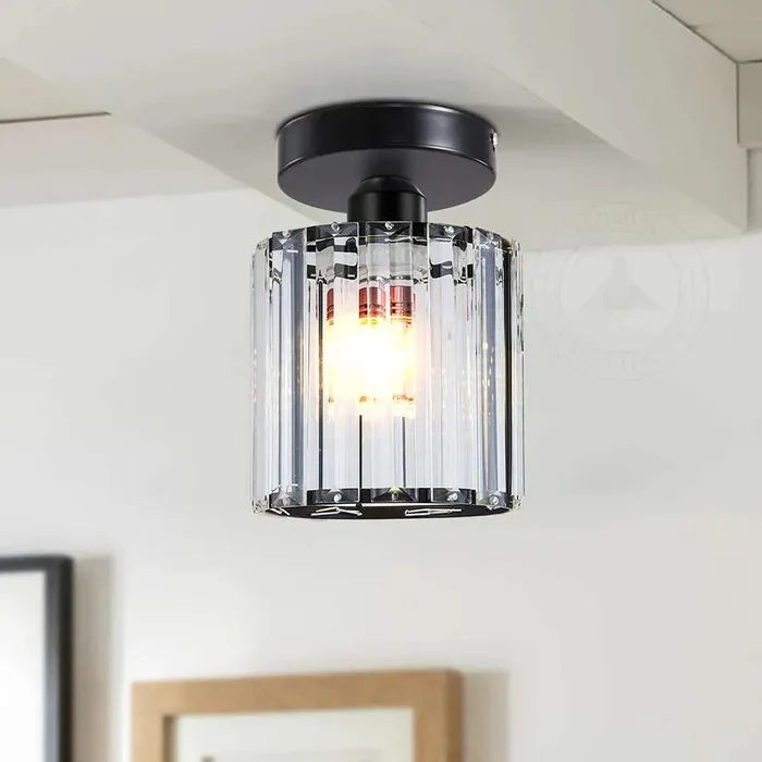 Art Deco plafondlamp Brass Messing Met Helder Glas E27 ~6061