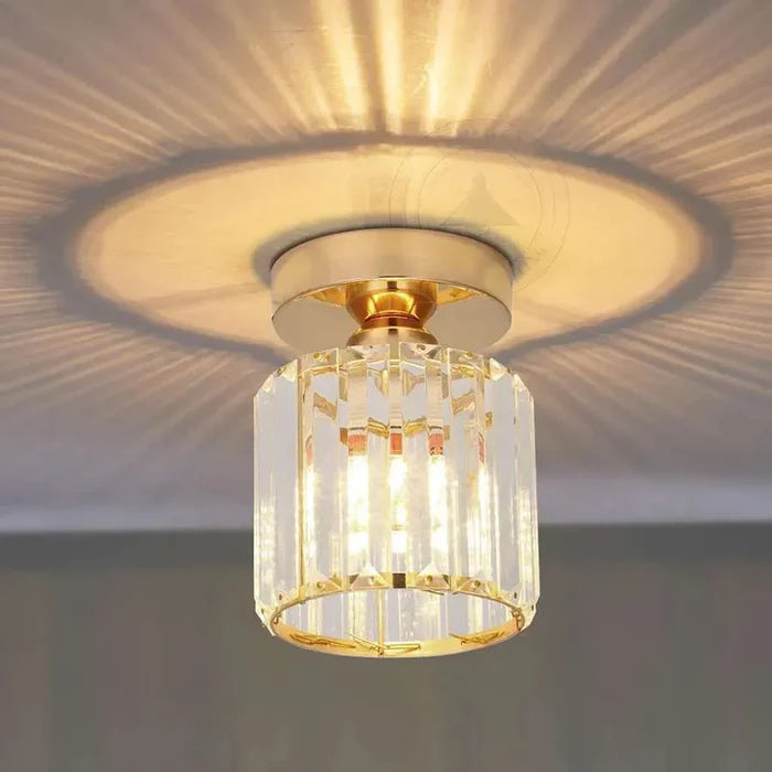 Art Deco plafondlamp Brass Messing Met Helder Glas E27 ~6061