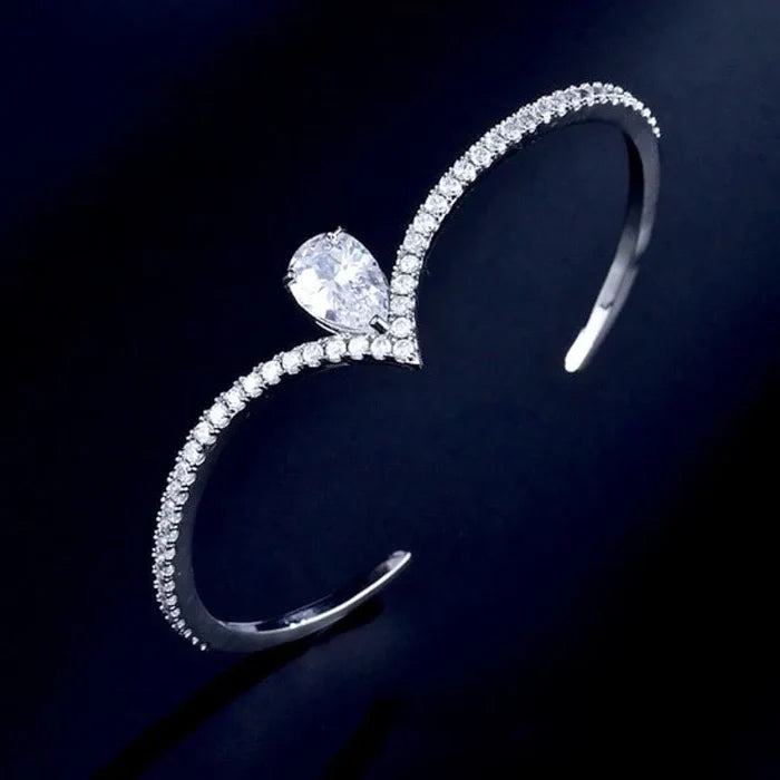 Elegant CZ Bridal Cuff Bracelet - Available with Clear and Blue Stones