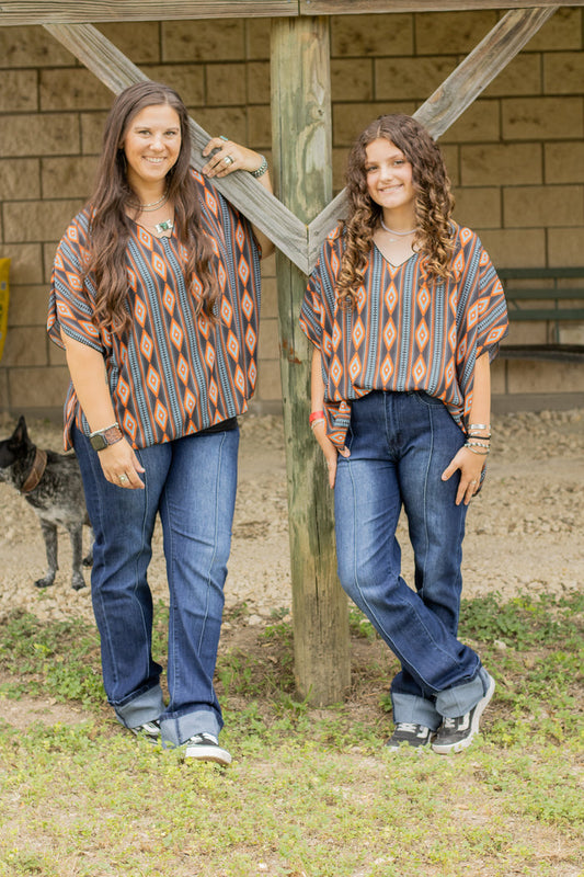 Aztec Printed Chiffon Top
