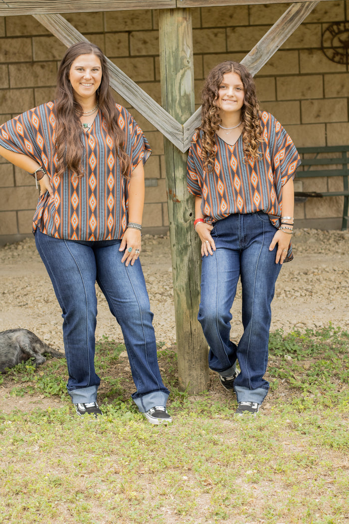 Aztec Printed Chiffon Top