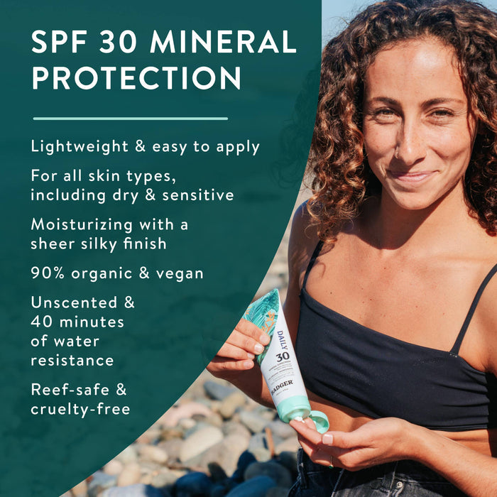 Badger - Badger Mineral Daily Sunscreen SPF 30, with Zinc Oxide