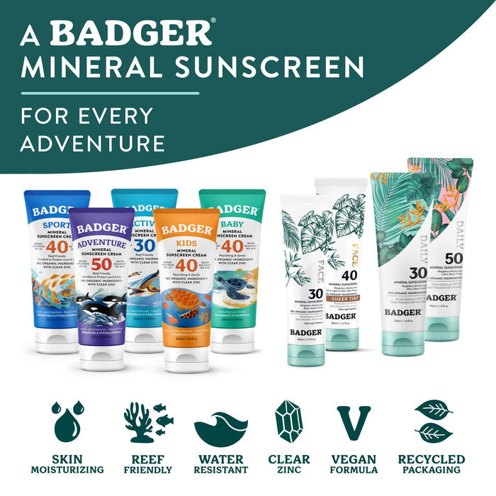 Badger - Badger Mineral Tinted Face Sunscreen SPF 40, with Zinc Oxide
