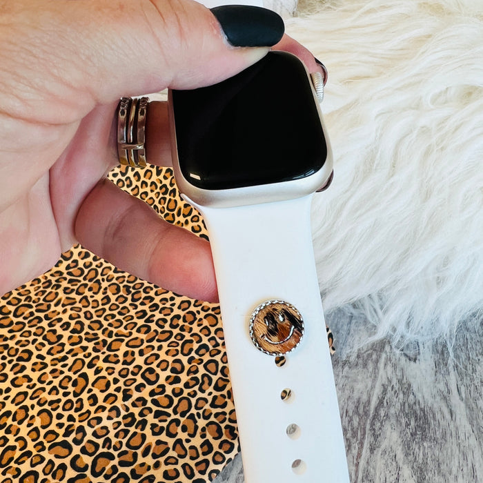 Band Charms 1pc. Faux Fur Leopard Smiley Face