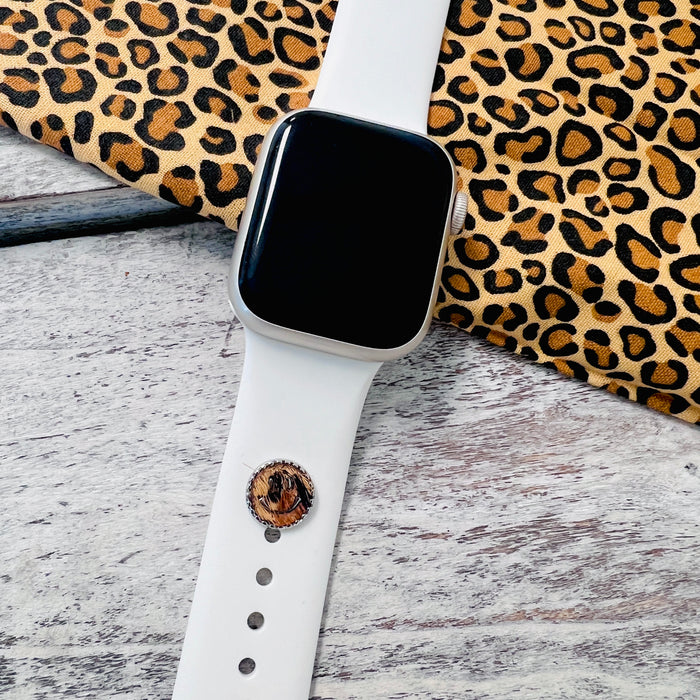 Band Charms 1pc. Faux Fur Leopard Smiley Face
