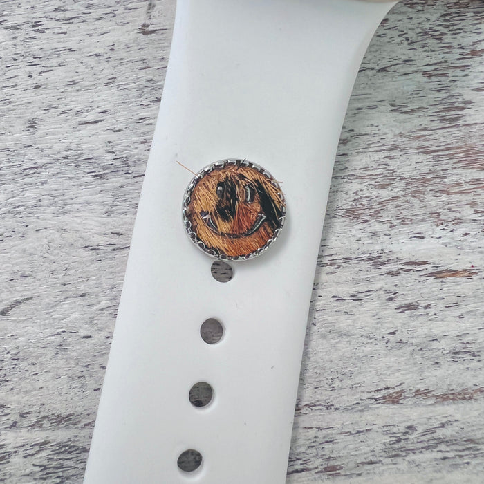 Band Charms 1pc. Faux Fur Leopard Smiley Face