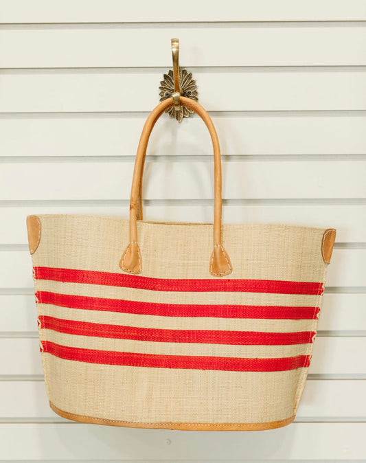 Basket canvas with stripes, Red Bato
