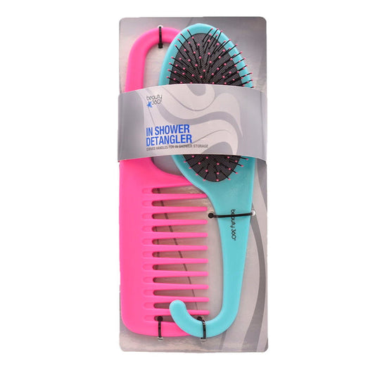 Beauty 360 In Shower Detangler Curved Handles Brush & Comb - ikatehouse