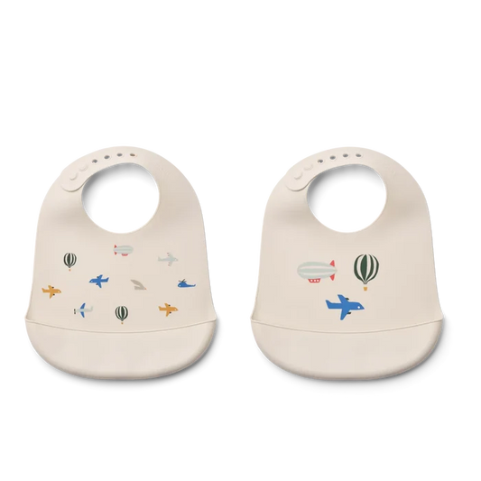 Liewood - Bib - Silicone - Set Of 2 - Aviator/Ecru