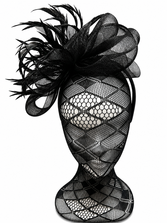 Black Bow Feather Hairband Fascinator