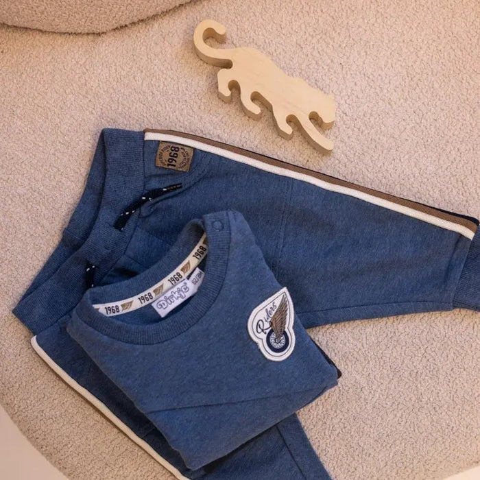 Boys Jogger Pants Blue Melange | Dirkje - Dirkje