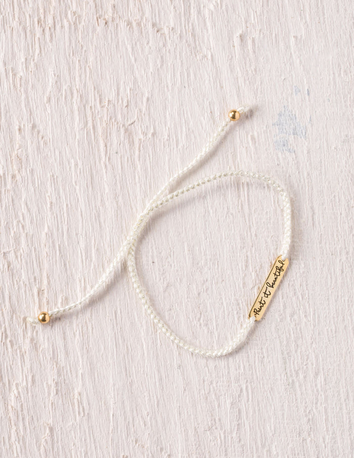 Paint it Beautiful - White Bracelet/Gold Lettering