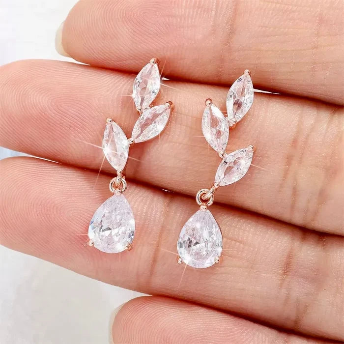 Bridal Jewelry Sets - Cubic Zirconia Bridal Bracelet and Earrings Set - Available in Silver, Rose Gold and Yellow Gold