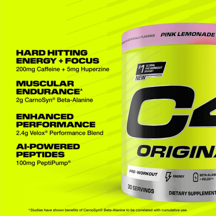 C4 Original Pre Workout Powder Pink Lemonade Flavor – 30 Servings - Beauty Tribe